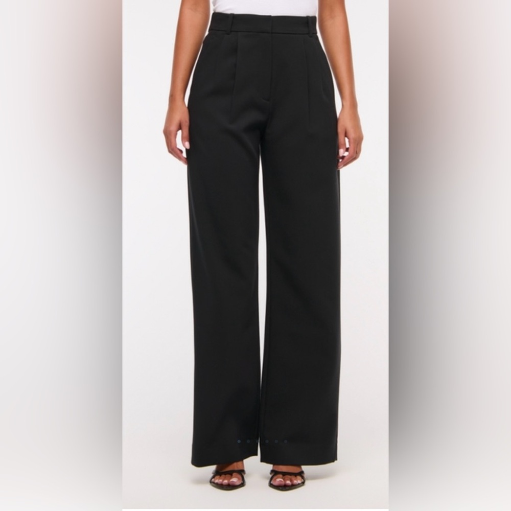 A&F Sloane Tailored Pant - Black Wide-Leg High-Waisted Pants